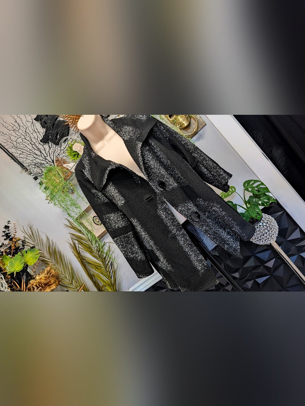 Joseph Ribkoff Black & Grey Nylon Trench Jacket sz12/LG